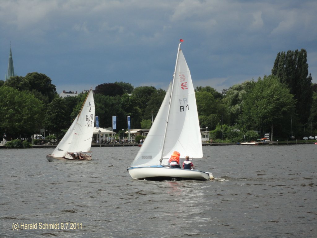 Segeln in Hamburg auf der Alster am 9.7.2011