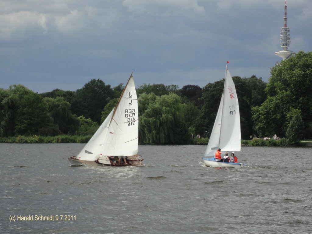 Segeln in Hamburg auf der Alster am 9.7.2011