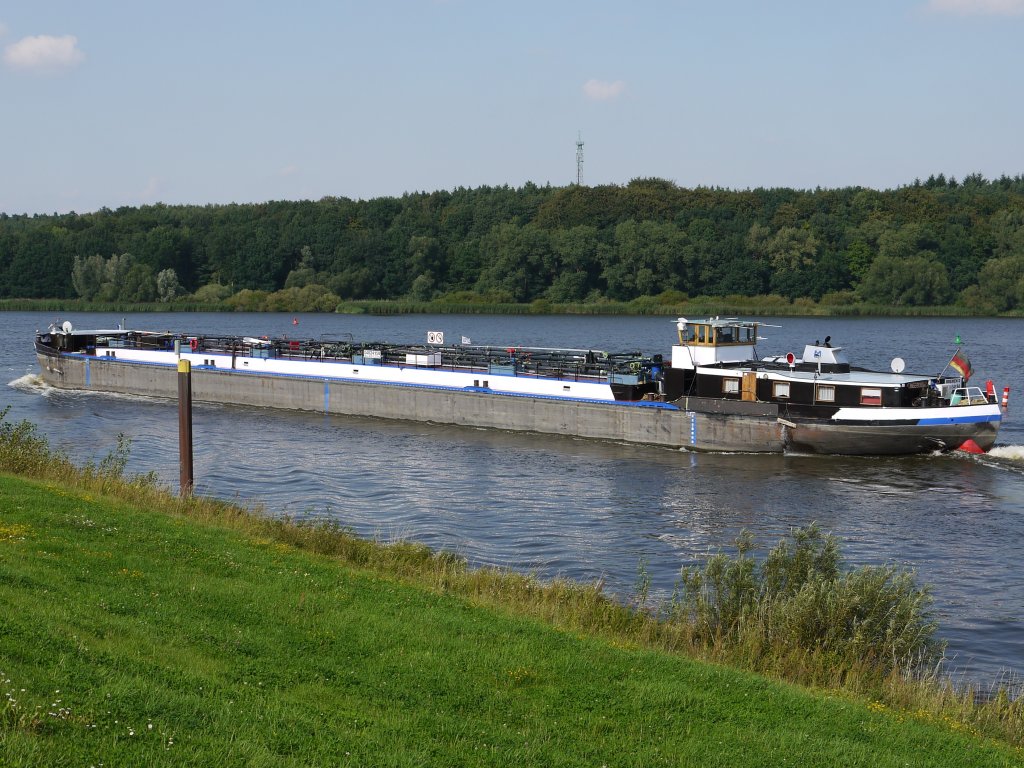 Und wieder einmal luft mir die INGEBORG, Bremen, (ENI 04024150) vor die Linse, diesmal aus dem ESK kommend die Elbe zu Tal; Artlenburg, 17.8.201
