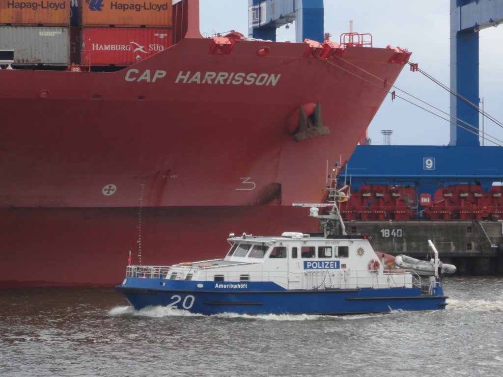 WS 2 AMERIKAHFT am 7.8.2012 vor dem Hamburg-Sd Schiff CAP HARRISSON, Hamburg, Elbe, Liegeplatz Athabaskakai.