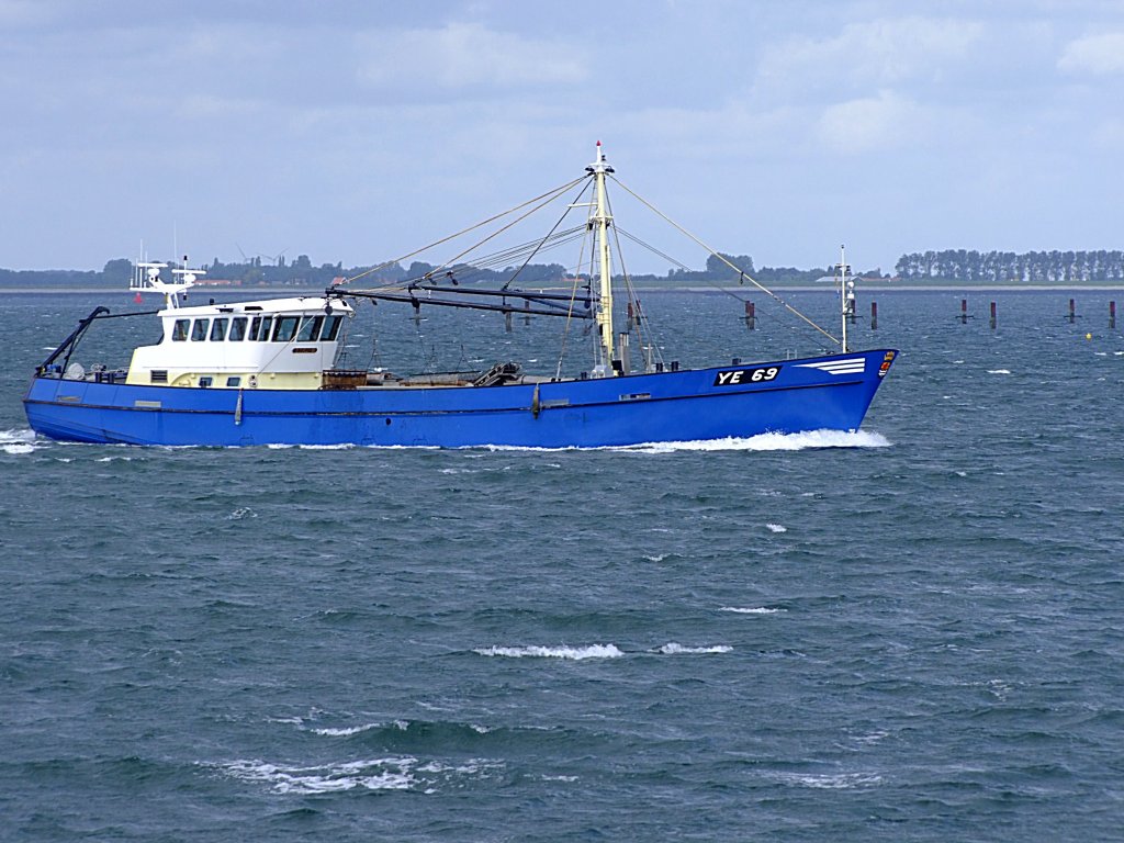 YE69, Zwaluw(IMO-8929991; L=40; B=9mtr; Bj. 1996) fischt auf der Oosterschelde nach Muscheln;110829