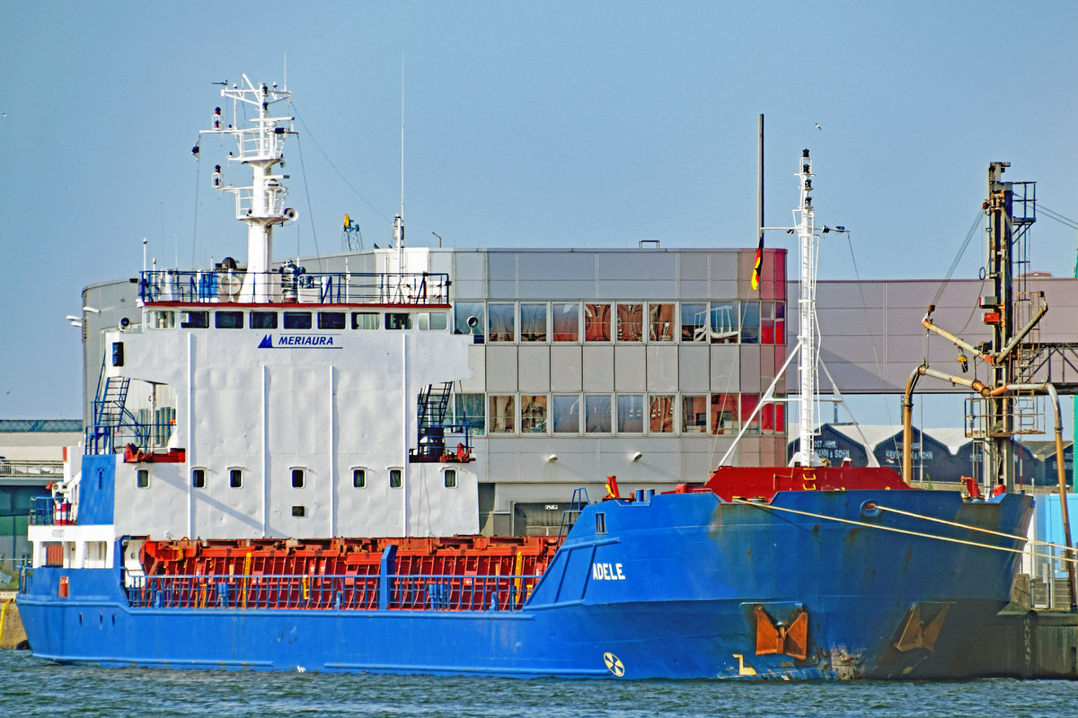 ADELE (IMO 8912027) am 28.7.2019 in Lübeck (Transport von Hafer aus Finnland für die Firma BRÜGGEN)