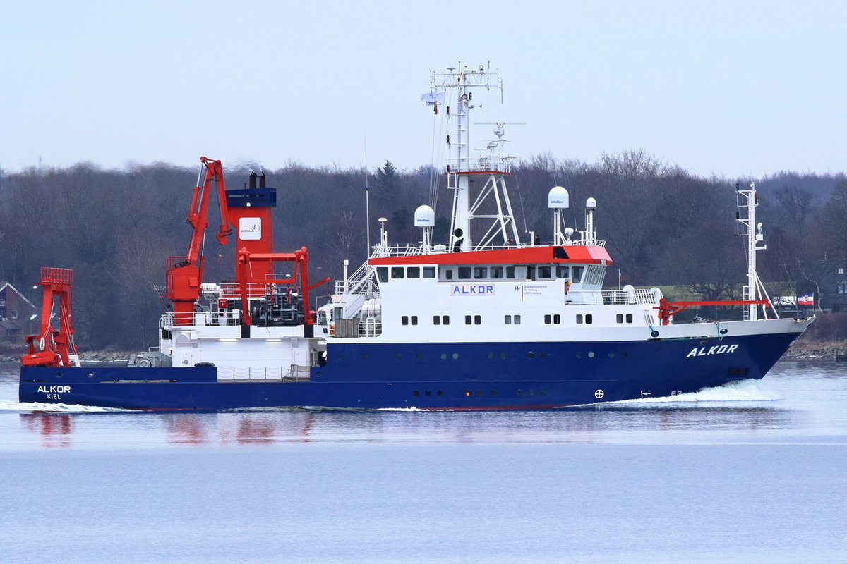 ALKOR , Forschungsschiff , IMO 8905880 , Baujahr 1990 , 54.6 × 12.5m , Kieler Förde 17.02.2018
