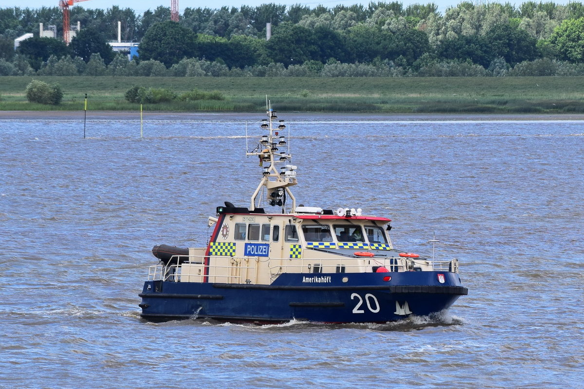 AMERIKAHÖEFT WS 20 , Polizeiboot , MMSI 211472160 , 19 x 5,42m , Baujahr 1991 , 07.06.2020 , Grünendeich