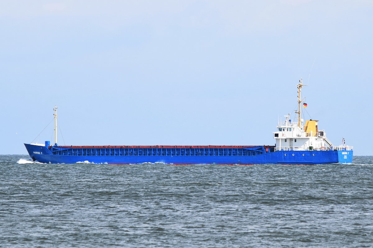 ANDRINA F. , General Cargo , IMO 8919221 , Baujahr 1990 , 81.09m × 11.3m , bei der Alten Liebe Cuxhaven am 07.09.2018 