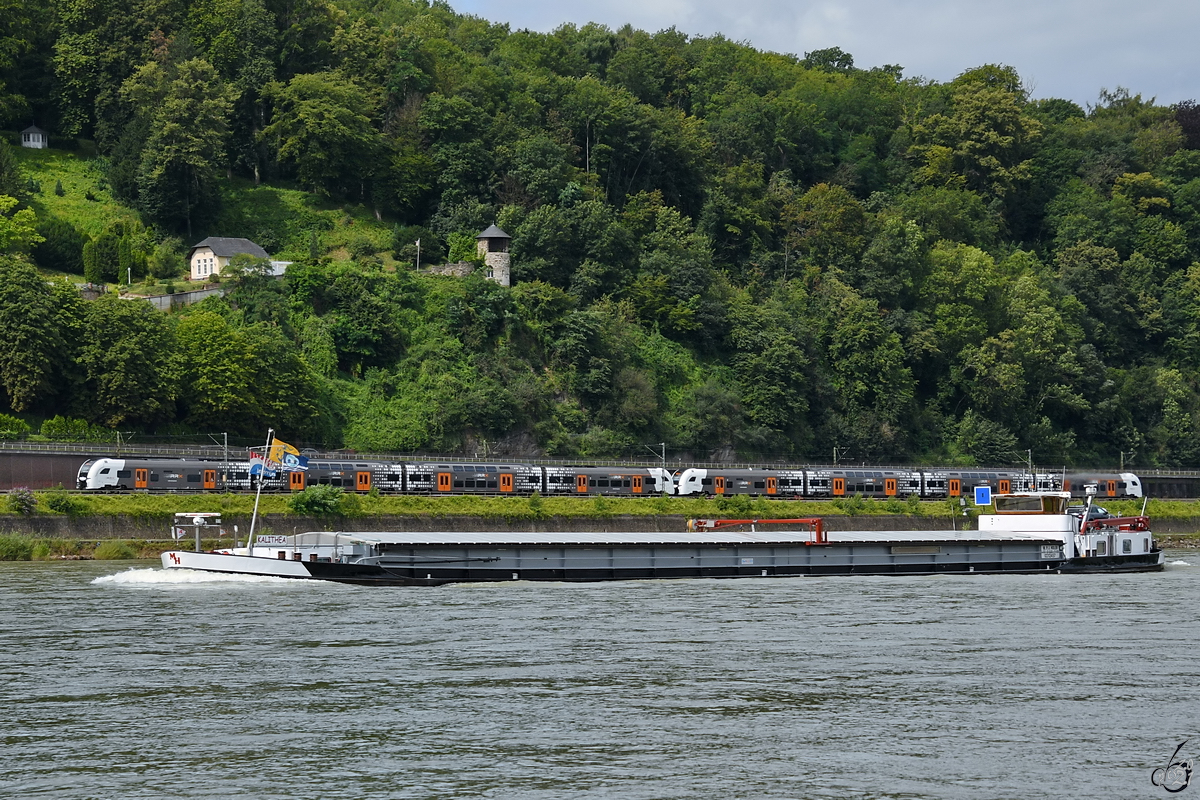 Anfang August 2021 war das Gütermotorschiff KALITHEA (ENI: 02312457) auf dem Rhein bei Remagen zu sehen.