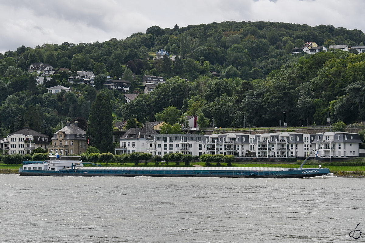 Anfang August 2021 war das Gütermotorschiff KAMINA (ENI: 06105570) auf dem Rhein bei Remagen zu sehen.