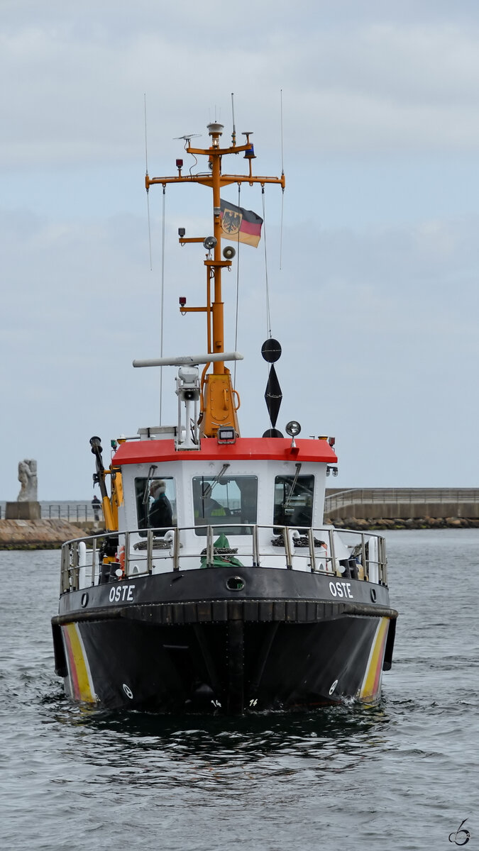 Anfang Mai 2023 war das Polizeiboot OSTE (MMSI: 211275800) in Travemünde unterwegs.