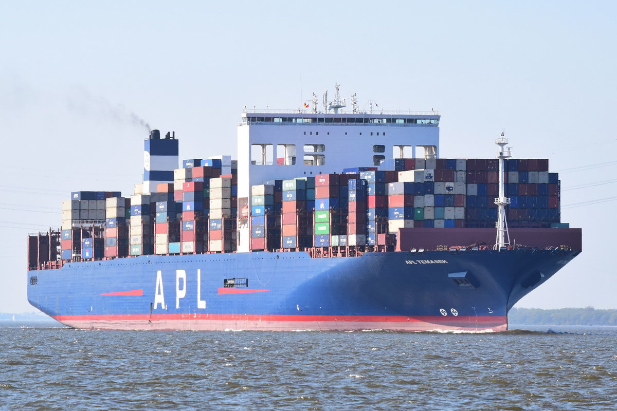 APL TEMASEK , Containerschiff , IMO 631955 , 14000 TEU , Baujahr 2013 , 397.88 × 51m , 18.04.2019 , Grünendeich