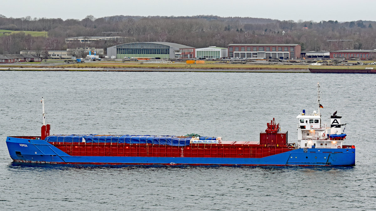 ASPEN (IMO: 9195389, MMSI: 244886000) am 10.2.2019 in der Kieler Förde.