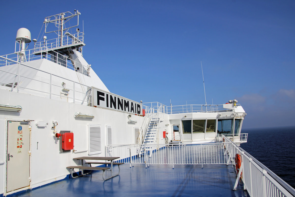 Auf Deck der  FINNMAID  (Finnlines), IMO 9319466. 28.Februar 2016.