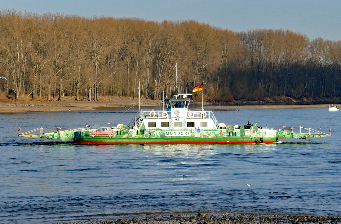 Autofähre  Mondorf  auf dem Rhein zwischen Mondorf und Graurheindorf (Bonn) - 18.01.2017