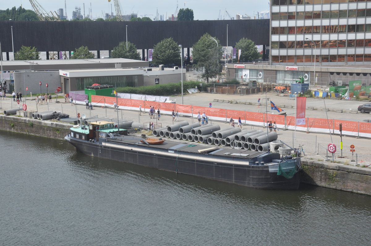 Binnenschiff Celestine aufgenommen 10.07.2016 am Bonapartedok Antwerpen