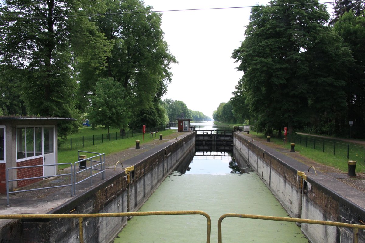 Blick in die alte Kammer der Schleuse Venhaus im Dortmund-Ems-Kanal (Richtung Süden) am 11.05.2018.