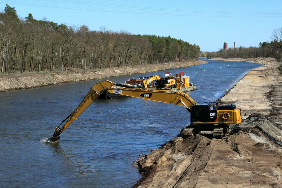 Blick auf den Ausbau des Elbe-Havel-Kanales zwischen dem Unterwasser der Schleuse Wusterwitz und dem Wendsee am 01.04.2019.