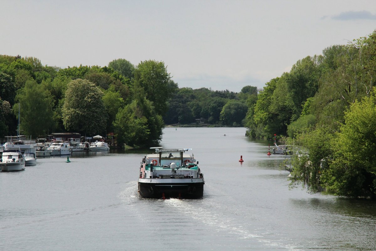 Blick auf die Havel zw. Freybrücke und dem Pichelsdorfer Gmünd in Berlin-Spandau am 14.05.2020. Das GMS DA CAPO (04300130) fuhr zu Tal.