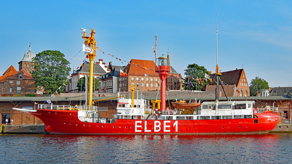 BÜRGERMEISTER O'SWALD (II) - bekannt als Feuerschiff ELBE 1 - am 14.08.2020 im Hansehafen Lübeck