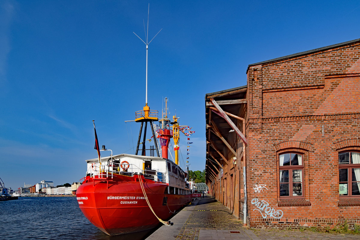 BÜRGERMEISTER O'SWALD (II) - bekannt als Feuerschiff ELBE 1 - am 14.08.2020 im Hansehafen Lübeck