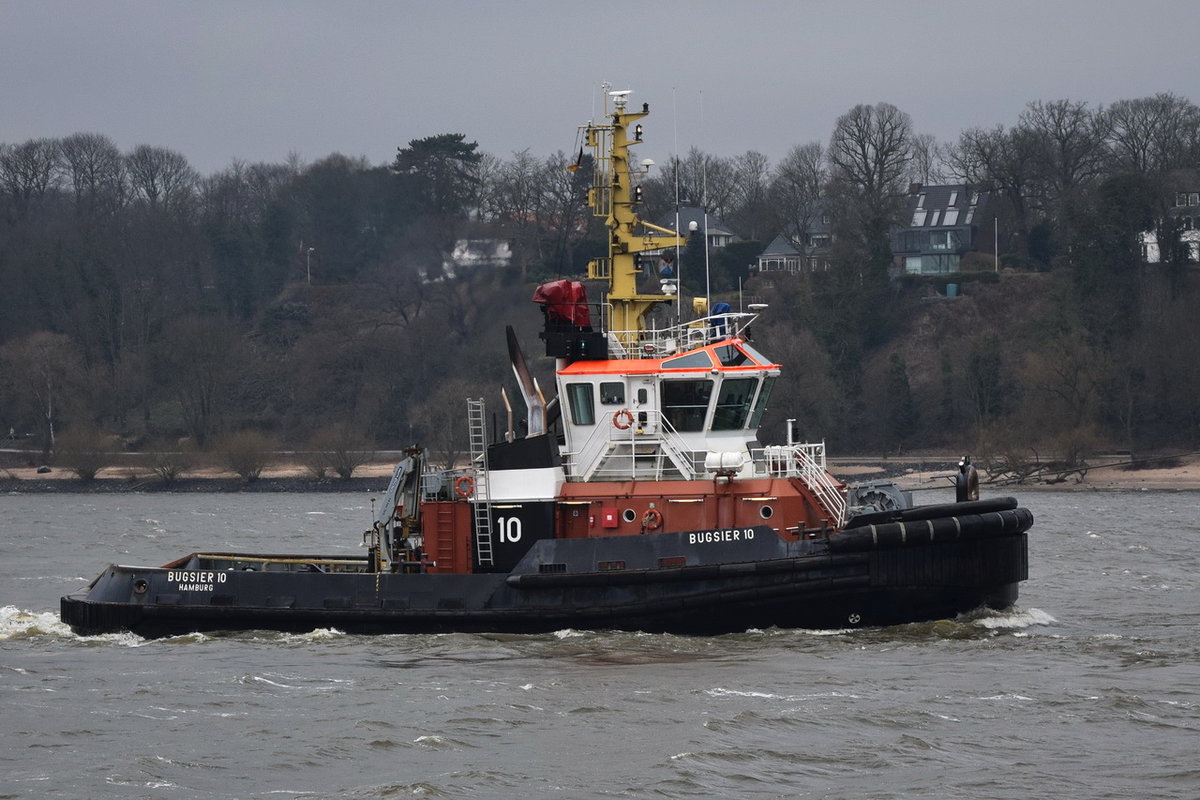 BUGSIER 10 , Schlepper , IMO 9429560 , Baujahr 2009 , 32 × 12.6m , 15.03.2018  Höhe Finkenwerder