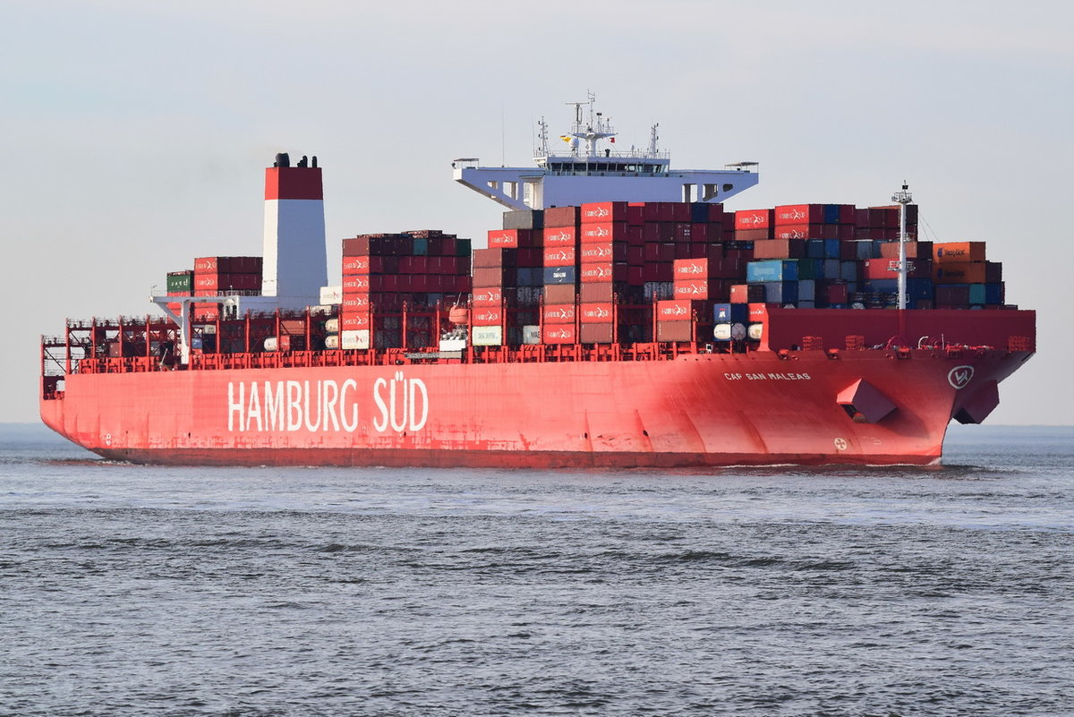 CAP SAN MALEAS , Containerschiff , IMO 9633941 , Baujahr 2014 , 333.17 × 48.25m , 10500 TEU , Cuxhaven 07.04.2018