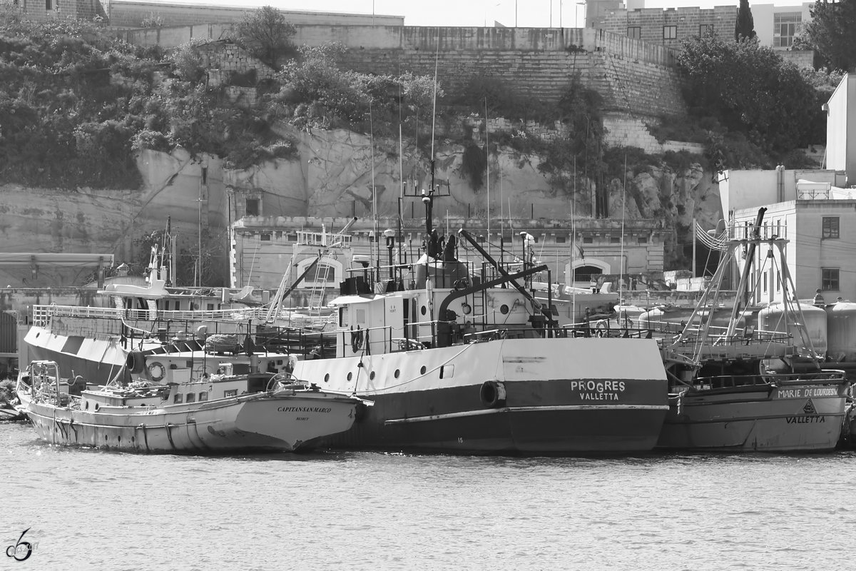 Capitan San Marco, Progres & Marie de Lourdes V im Hafen von Valletta. (Oktober 2017)