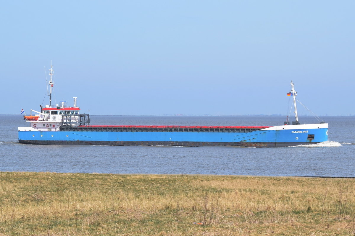 CAROLINA , General Cargo , IMO 9382748 , Baujahr 2008 , 132 TEU , 82.5 × 12.5m , 07.04.2018 Cuxhaven