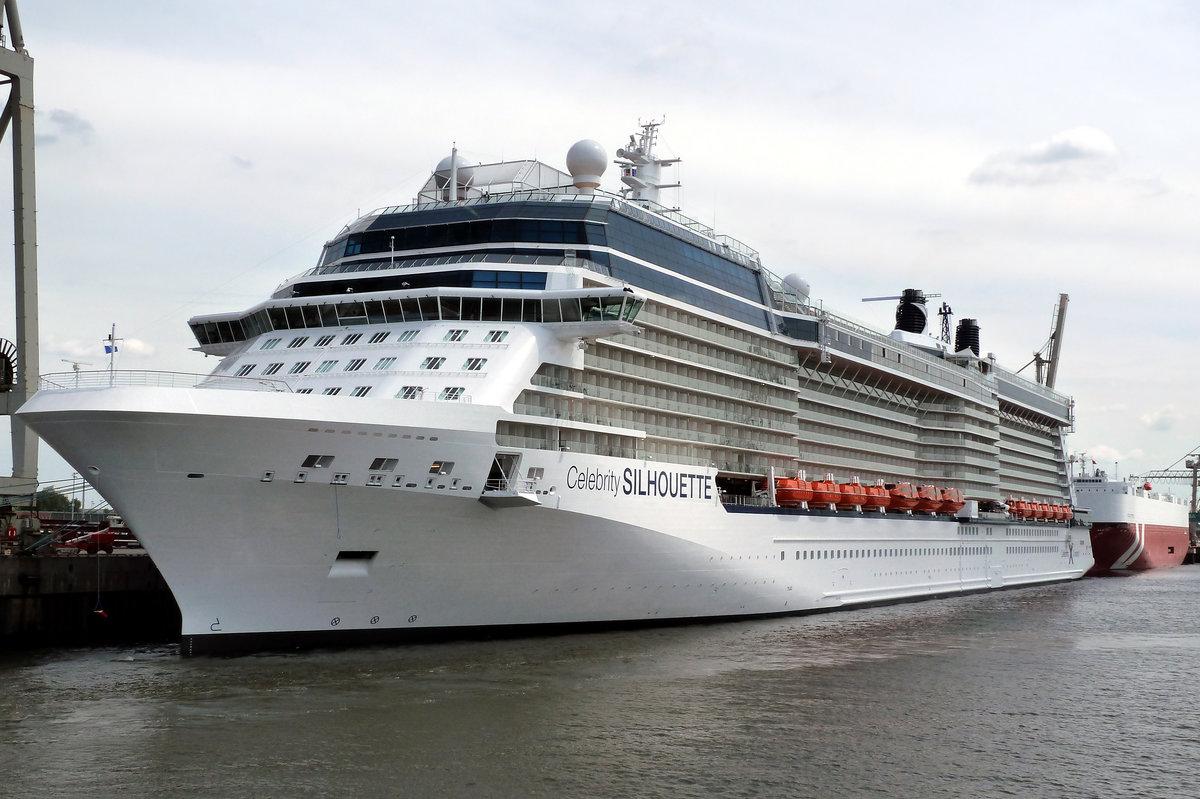 CELEBRITY SILHOUETTE im Hafen von Hamburg. Das Foto wurde am 20.07.2011 - einen Tag vor der Taufe des Schiffes - aufgenommen