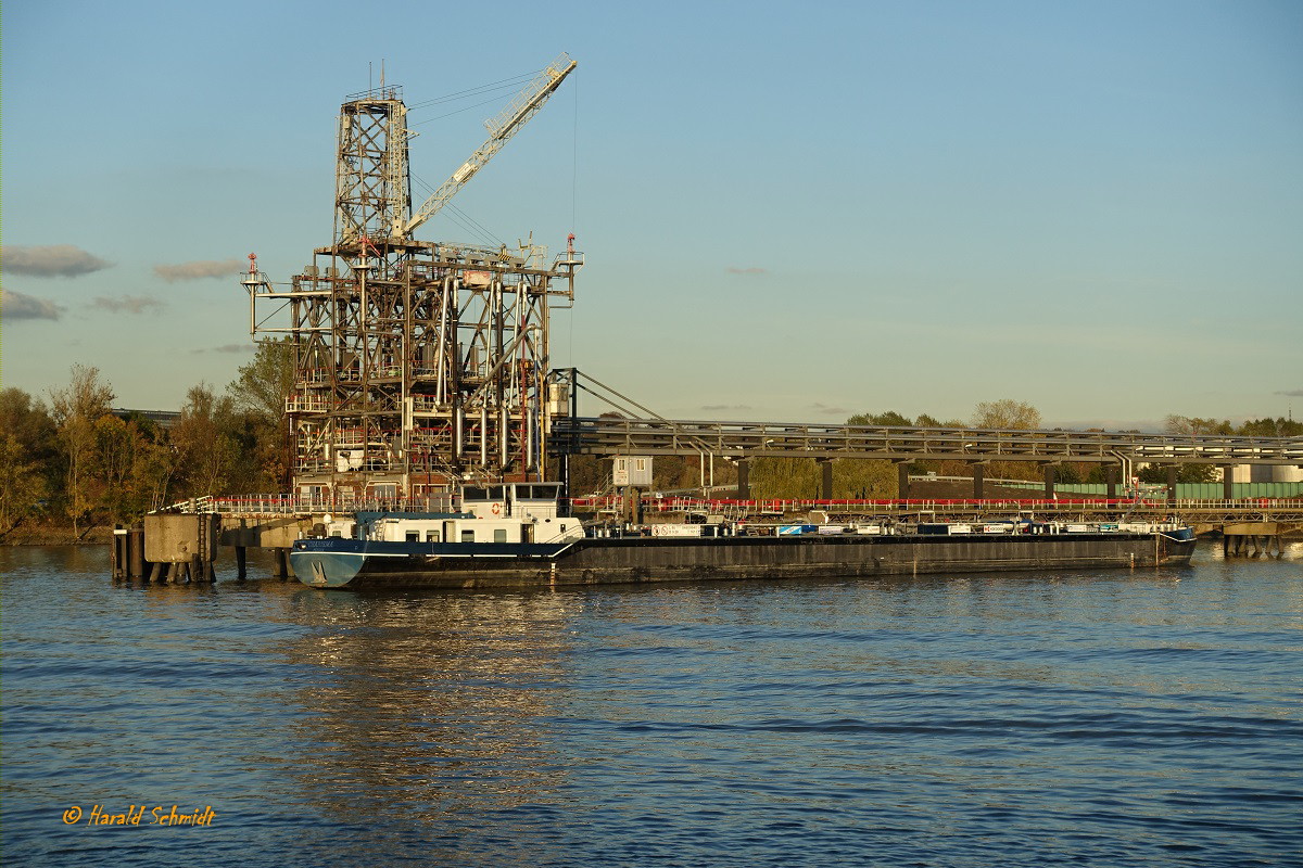 CHARISMA (IMO 9600396) am 29.10.2019, Hamburg, an der Ölbrücke im Köhlfleethafen /
Chemie-, Öltanker  /  1499 Ladetonnen / Lüa 86 m, B 9,5 m, Tg 3,2 m / gebaut 2012 bei Trico, Rotterdam / Eigner + Manager: GEFO, Hamburg / Flagge: D, Heimathafen: Haren Ems /
