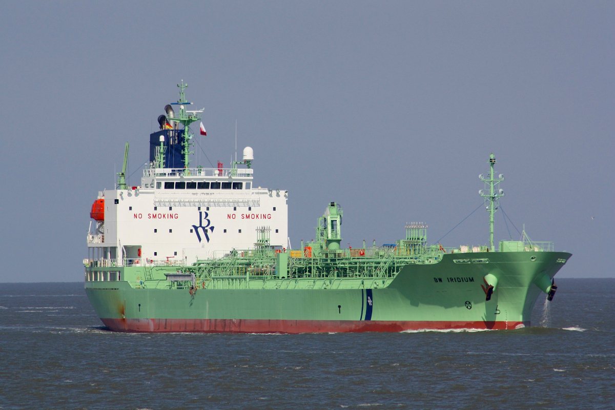 Chemical Tanker BW IRIDIUM (IMO:9749697) Flagge Isle of Man auf der Elbe am 01.04.2018 vor Cuxhaven. 