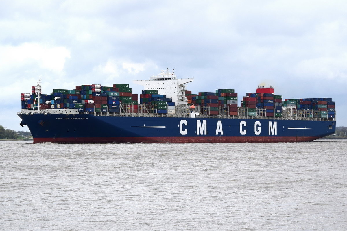 CMA CGM MARCO POLO , Containerschiff , IMO 9454436 , Baujahr 2012 ,16020 TEU ,  396 × 53.6m ,14.04.2017 Grünendeich