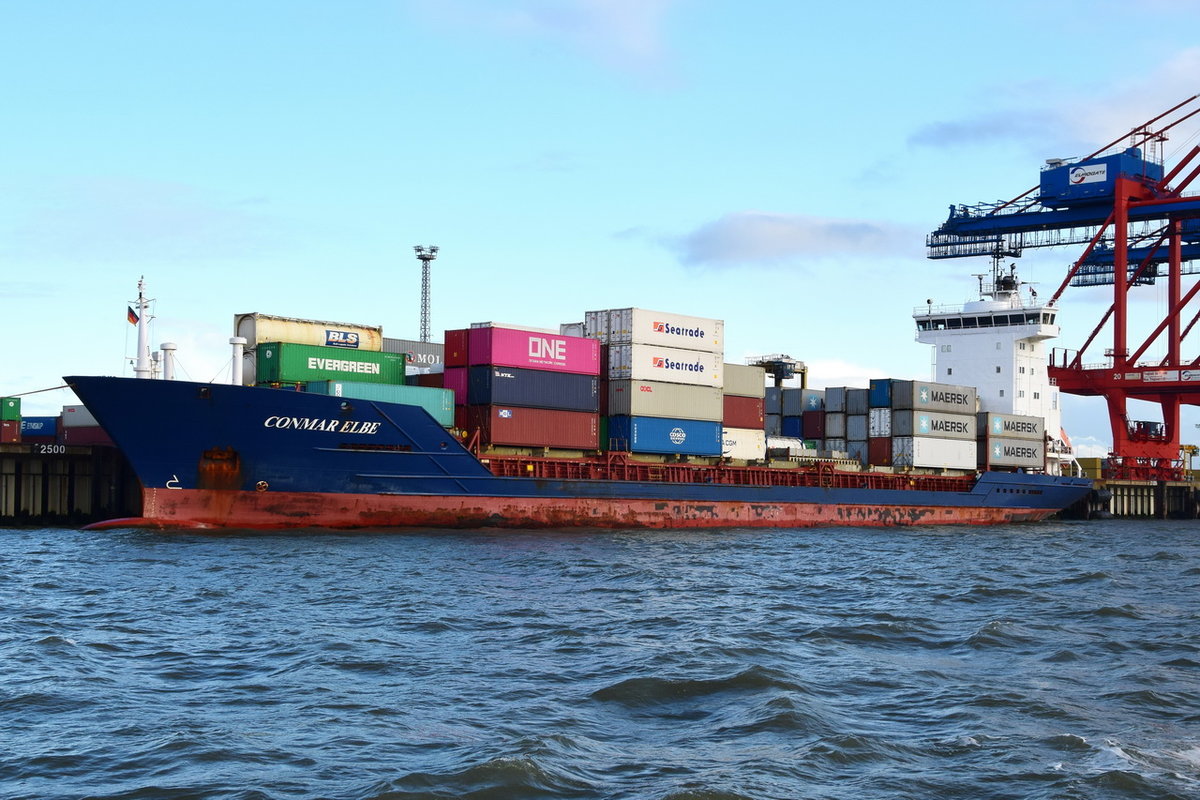 CONMAR ELBE , Feederschiff , IMO  9244180 , Baujahr 2001, 132.61 × 19.2m , Brw
emerhaven , 28.10.2019