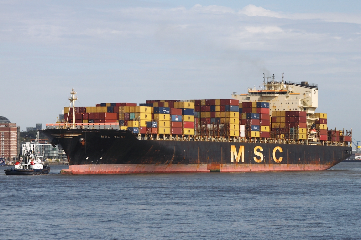 Containerfrachtschiff MSC HEIDi (IMO 9309473) ; Eigner/Betreiber: MSC; Datum: 07.09.2026; Aufnahmeort: Elbe/Hafen Hamburg, Deutschland. 