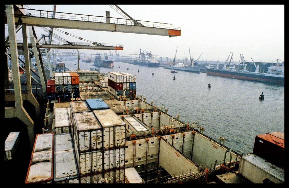 Containerschiff  Nürnberg Express , Hafen Hamburg etwa 1975.