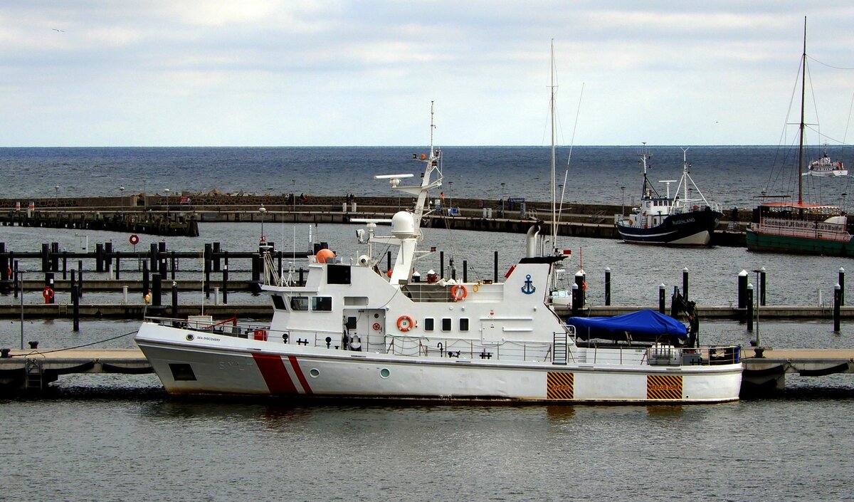 Das 28m lange Forschungsschiff SEA DISCOVERY am 08.10.21 in Sassnitz