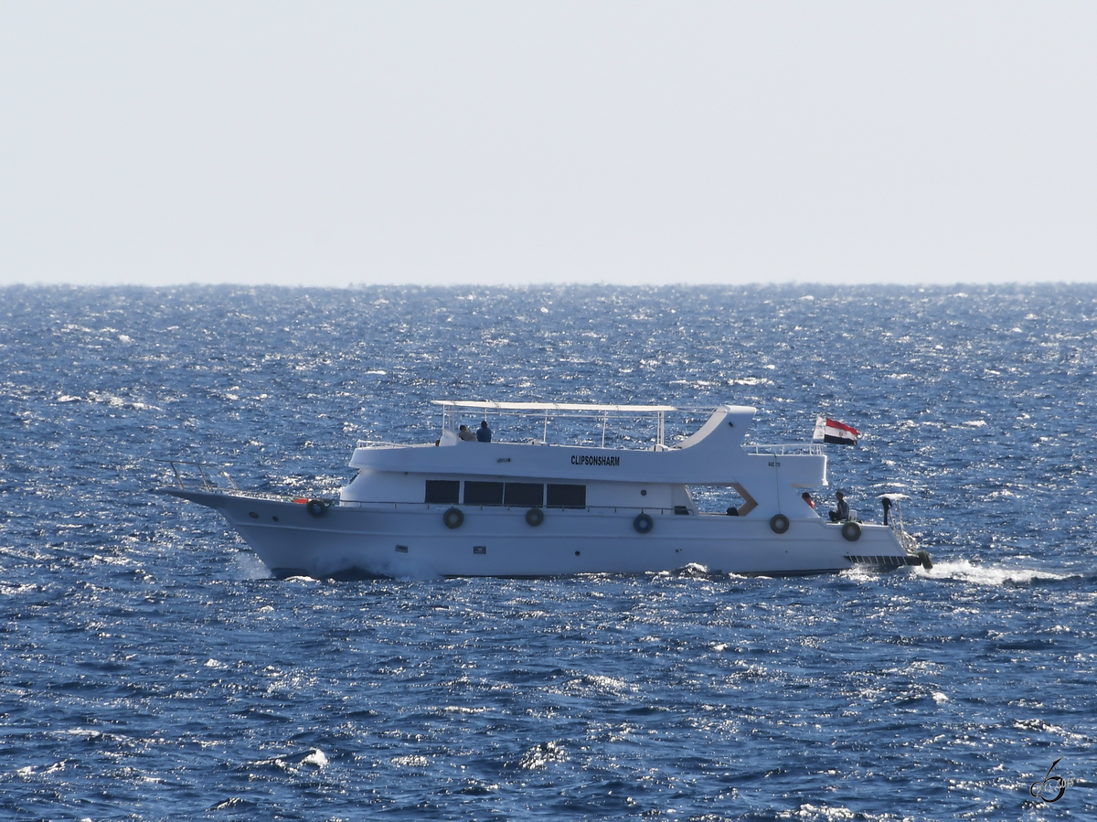 Das Ausflugsboot  Clipsonsharm  auf dem Roten Meer. (Scharm El-Scheich, Dezember 2018)