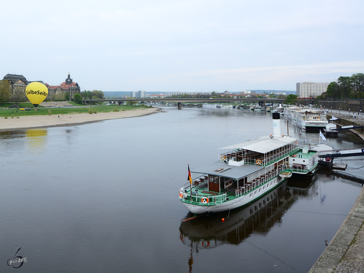 Das Ausflugsschiff  Dresden  auf der Elbe (April 2014)