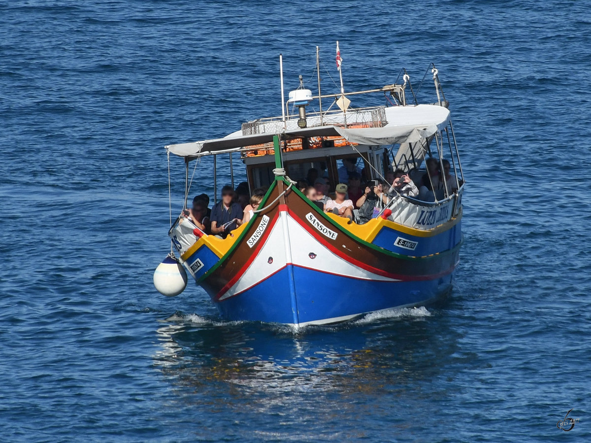 Das Ausflugsschiff  Samsone  im Hafen von Valletta. (Oktober 2017)