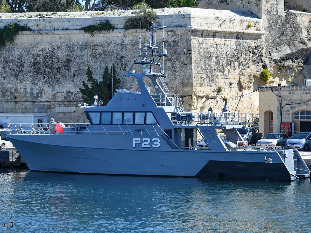 Das bei Austal Shipyards gebaute Hafenpatrouillenboot P23 der Maltesischen Marine. (Valletta, Oktober 2017)