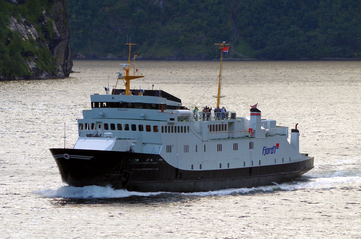 Das Fährschiff Bolsoy am 06.09.16 im Geiranger (NOR)