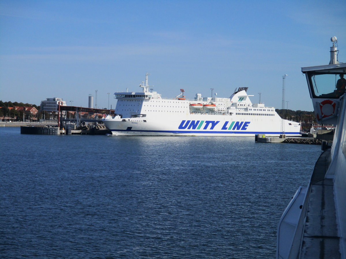 Das Fährschiff  SKANIA ,am 18.September 2020,im schwedischen Ystad.