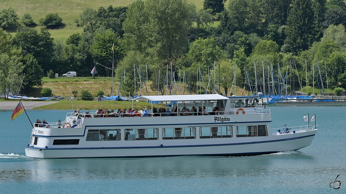 Das Fahrgastschiff ALLGÄU war Anfang Juli 2017 auf dem Forggensee unterwegs.