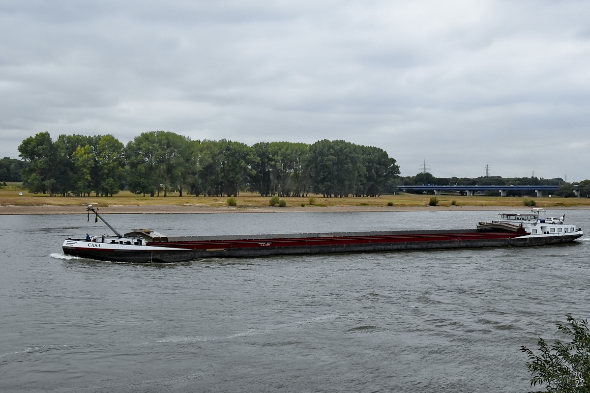 Das Gütermotorschiff CASA (ENI: 06002371) war Ende August 2022 in Duisburg unterwegs. 