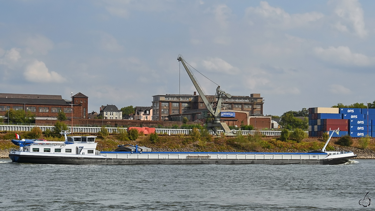 Das Gütermotorschiff PRINCESS (ENI: 02325046) befährt den Rhein, so gesehen Ende August 2022 in Duisburg.