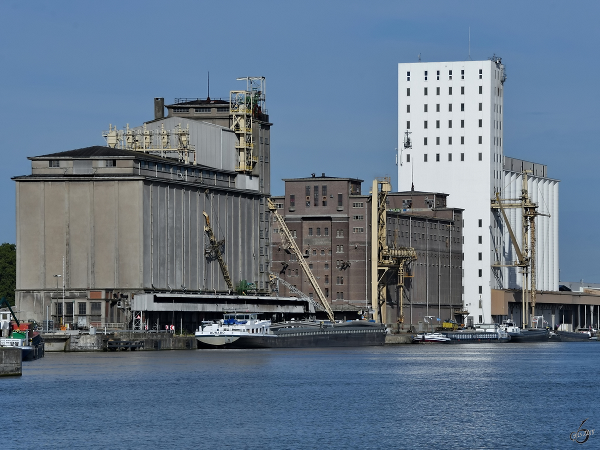 Das Güterschiff  Durabo  (ENI: 06002845) Ende Juli 2018 im Amerikadok Antwerpen.