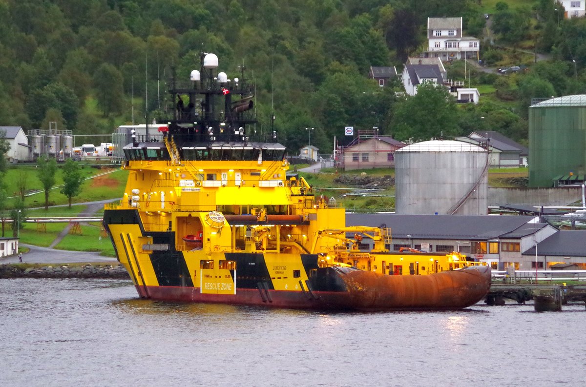 Das Offshore Versorgungsschiff Loke Viking am 07.09.16 in Bergen (NOR)