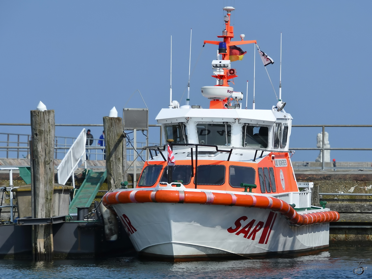 Das SAR-Schiff Hans Ingwersen (MMSI: 211290200) war Anfang April 2019 in Travemünde zu sehen.