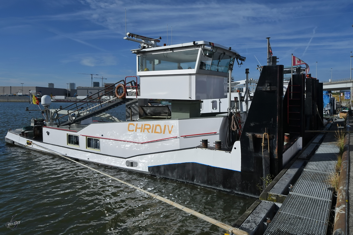 Das Schubboot  Chridi V  (06002808) Ende Juli 2018 im Straatsburgdok Antwerpen.