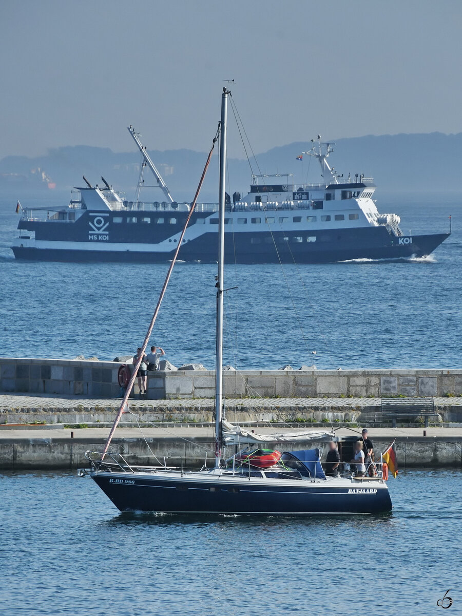 Das Seegelboot BANJAARD kommt gerade in Sassnitz an. (August 2023)