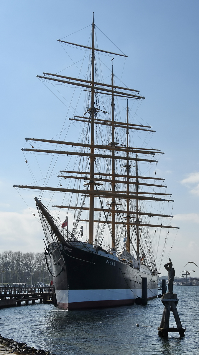 Das Segelschiff Passat ist in Travemünde ausgestellt. (April 2019)