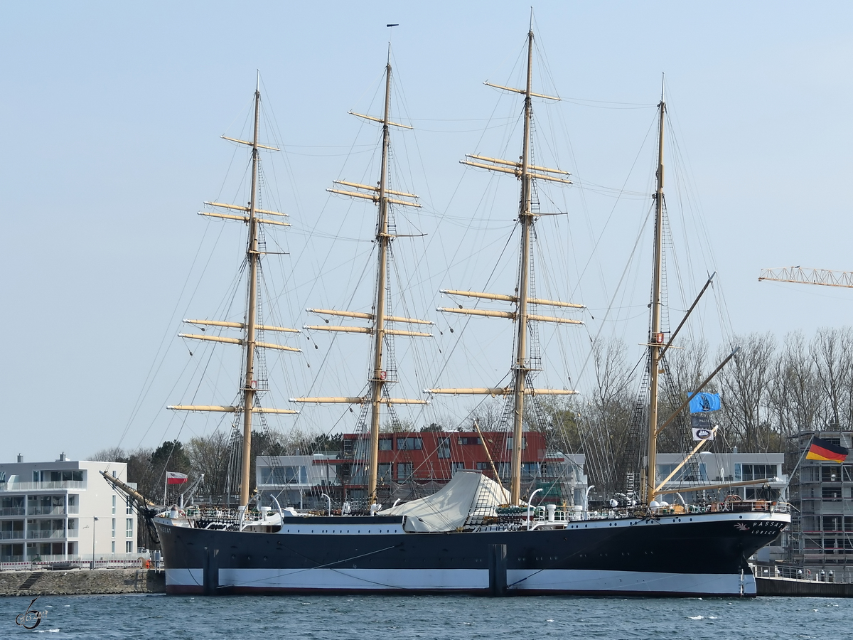 Das Segelschiff Passat ist in Travemünde ausgestellt. (April 2019)